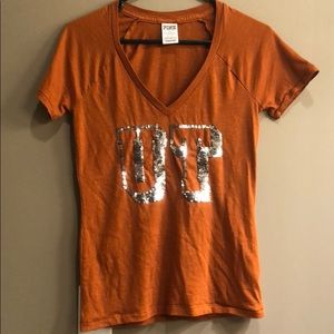 VS Pink Texas Longhorn sequin V-neck.